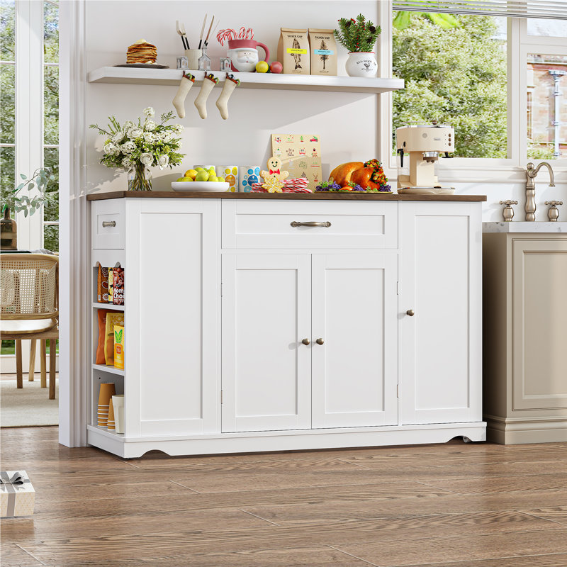 47.2 " W Kitchen Cart, White