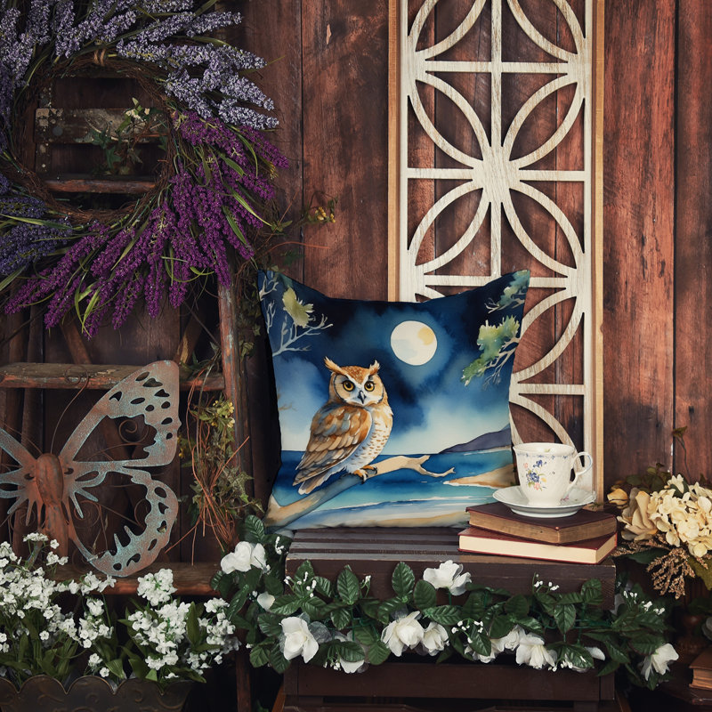 Coussin Owl perché dans un arbre côtier, Carré 14 po