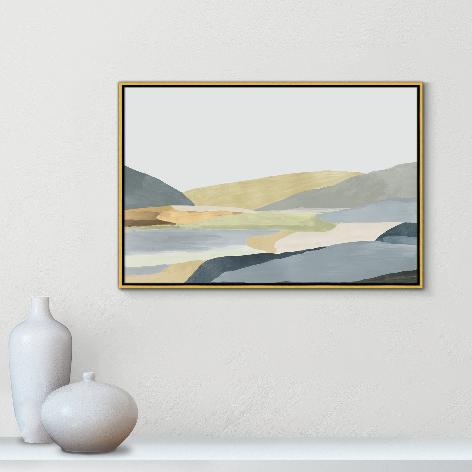 Blair "Warm Hills II" Painting, 25.5" H x 37.5" W x 2" D, Gold Canvas