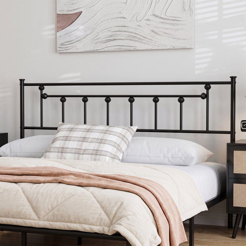 Tête de lit grand en métal, hauteur réglable, tête de lit grand uniquement pour la chambre à coucher, style maison de campagne rustique, cadre de fixation, assemblage facile, noir