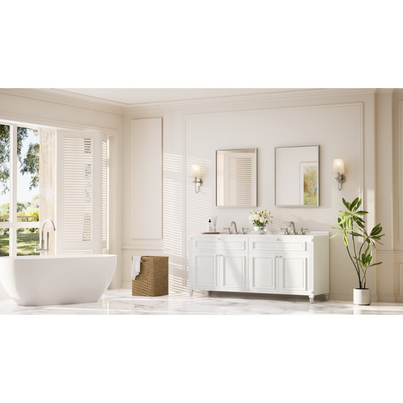 Bathroom Vanity Mirror with Aluminum Frame and Tempered Glass, Rectangle, Brushed Nickel, 30" x 24"