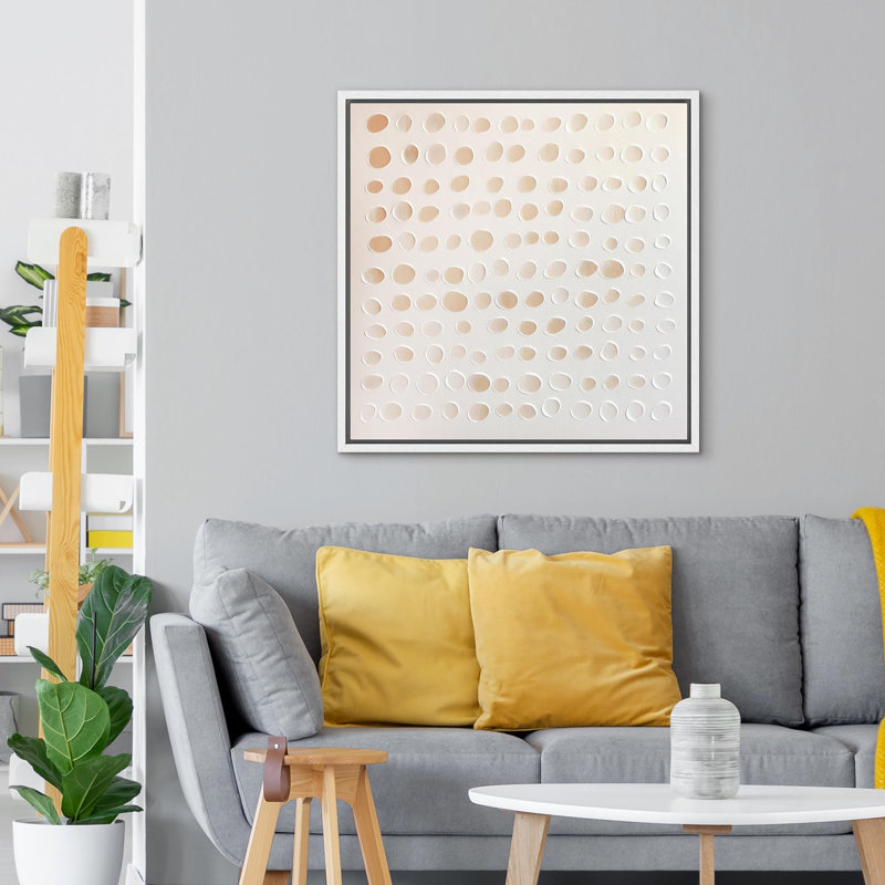 "Abstract Dot Minimalist Style", illustrations modernes encadrées sur toile, Blanc, H 16 po x l 16 po