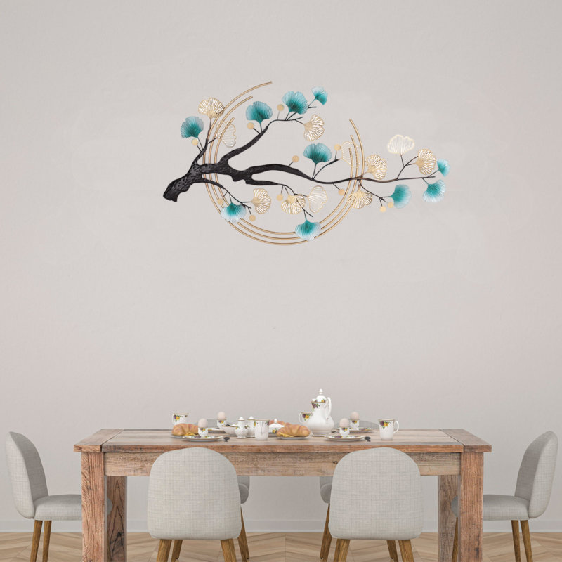 Décoration murale en métal feuille d'arbre ginkgo