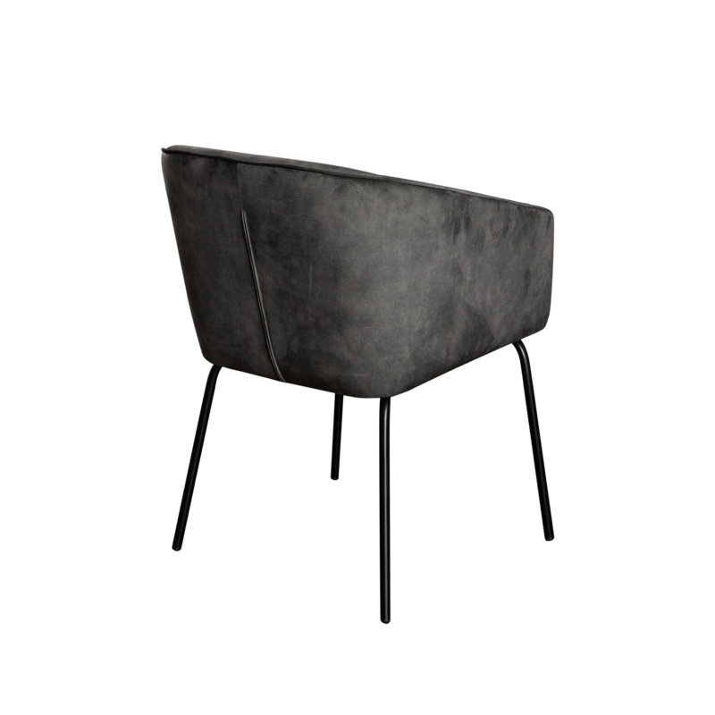 Gray Velvet Upholstered Low Profile Side Chair Set