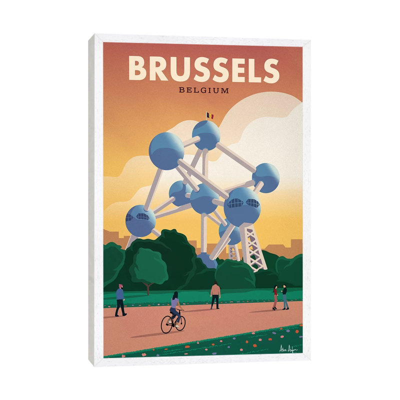 Brussels - Print on Canvas, White Framed, 66.04cm H x 45.72cm W x 3.81cm D