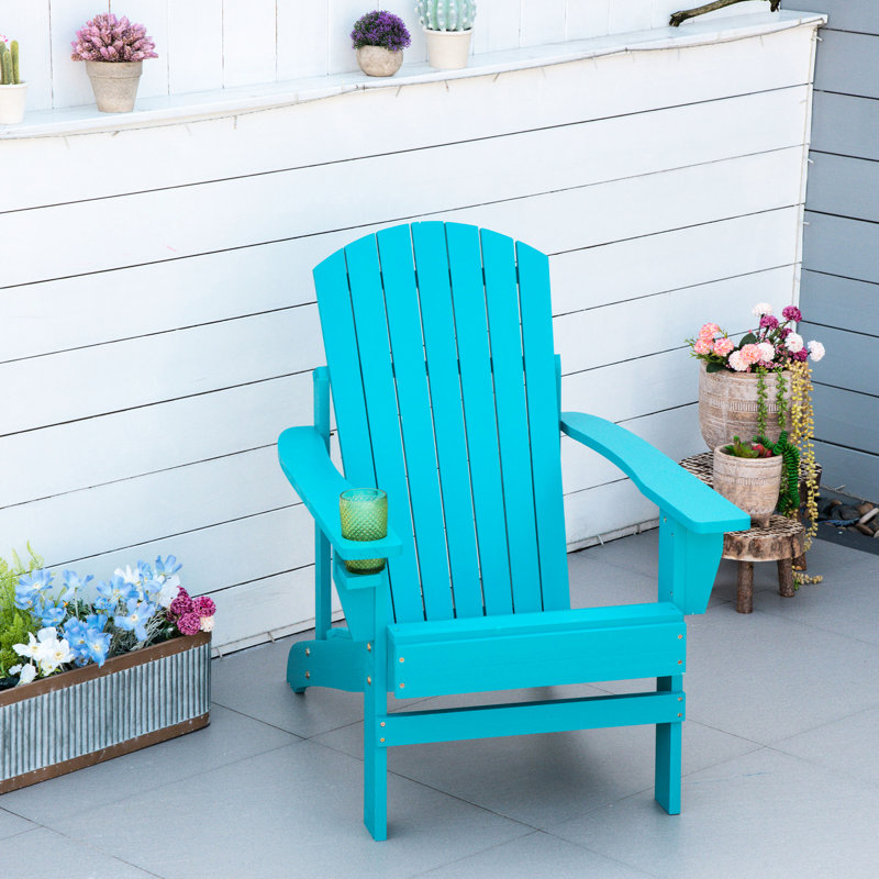 Chaise bleu ciel avec porte-gobelet et pour patio, pelouse, terrasse, jardin, cour arrière, foyer extérieur