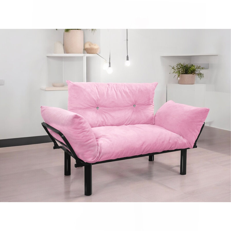 Ewald Upholstered 49'' Sofa, Pink Microfiber/Microsuede