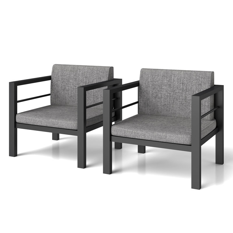 Aluminum Patio Furniture Club Chairs with Cushions (Set of 2)