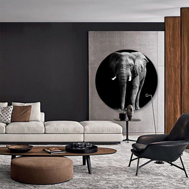 Éléphant frontal - photographie sur acrylique, H 24 po x l 24 po x P 2,5 po