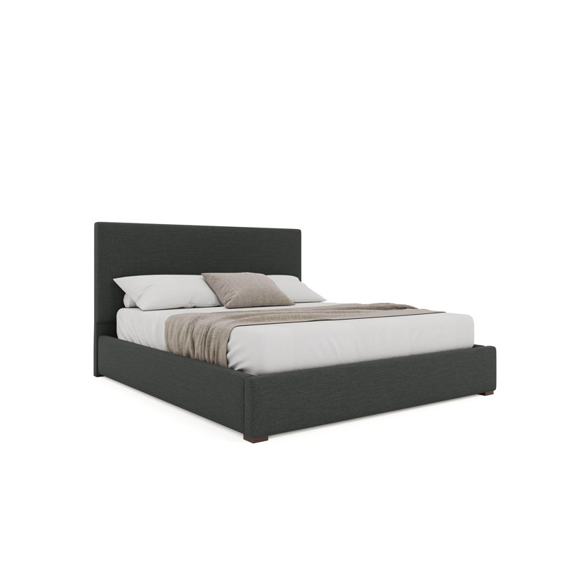 Moyra  Low Upholstered Bed, Charcoal, Queen