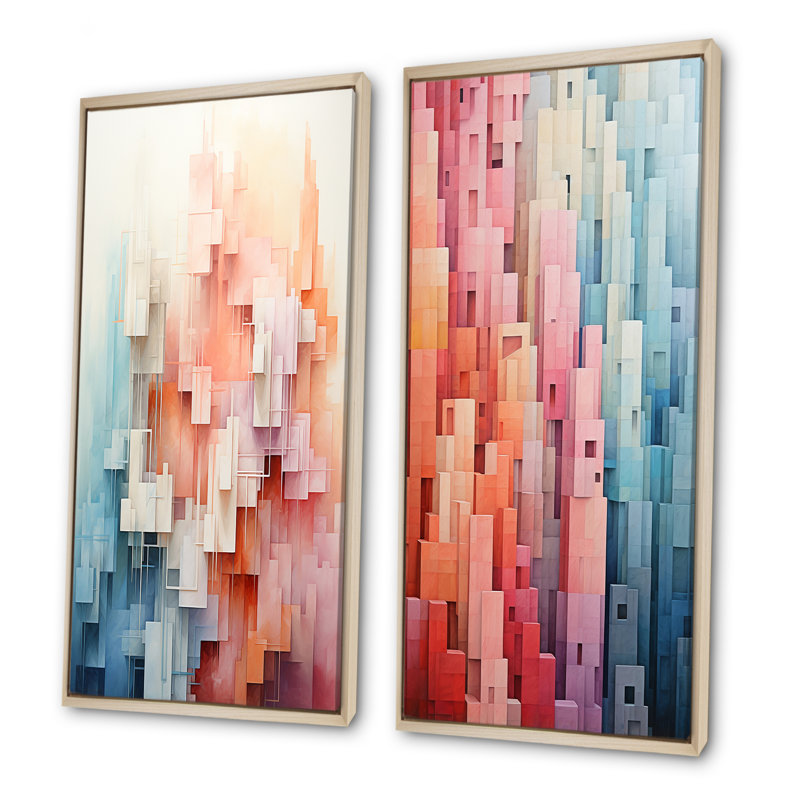 Ensemble de salon mural Pastel, H 40 po x l 41 po, Cadre flottant brun