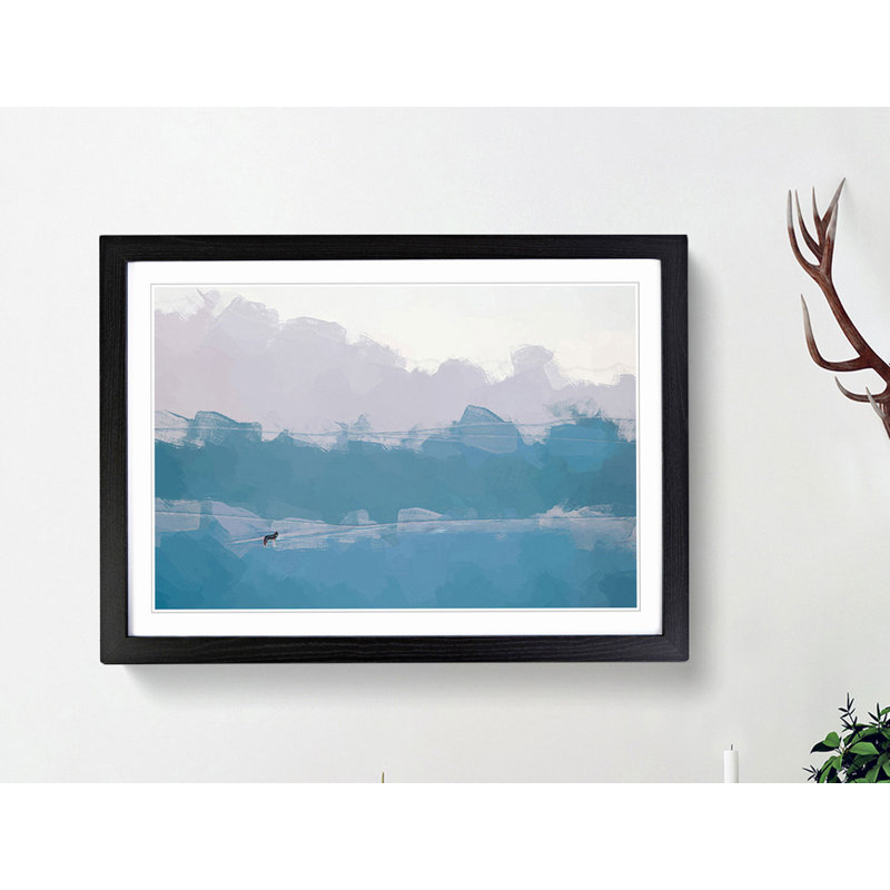 Lone Wolf in Abstract - Picture Frame Graphic Art Print, 50cm H x 76cm W x 2cm D, Black