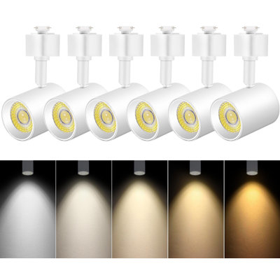 5-Colour Dimmable LED Track Lighting Heads Compatible with Single Circuit J Type Rail(Set of 6)