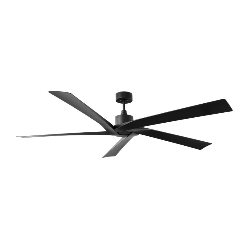  Aspen Coastal Outdoor 70 Ceiling Fan with Threaded Downrod, Midnight Black ABS blades and Wall Mount Control, Midnight Black