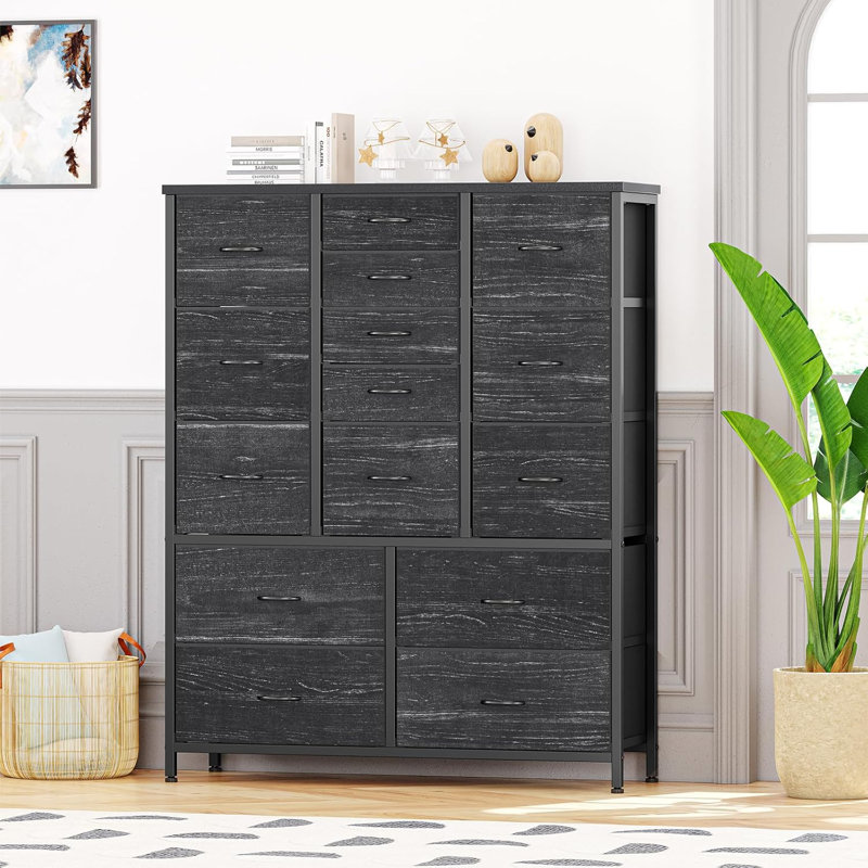 Commode 15 tiroirs Brietta, Noir