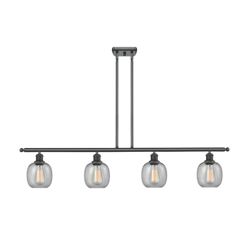 Luminaire suspendu linéaire à 4 lumières pour îlot de cuisine Carlucci, Noir mat, Grainé, Ampoule non incluse