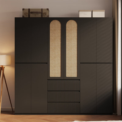 A Chinese-style solid wood household wardrobe