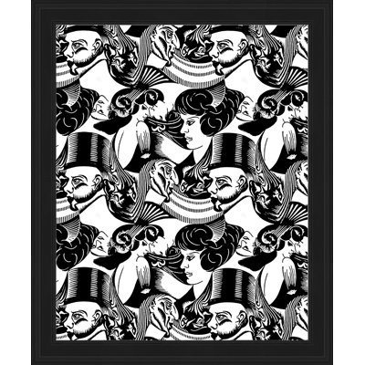 Huit têtes encadrées sur toile par M.C. Escher, peinture