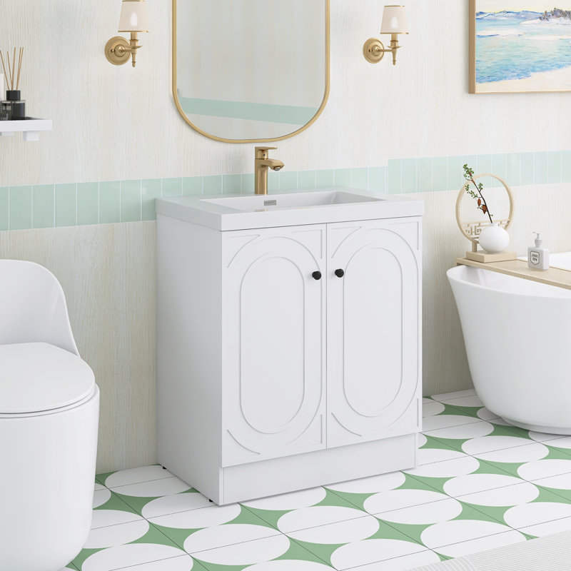 Ensemble de meuble-lavabo autoportant 29,5 po avec plateau en résine 29,5 po, 29.5"