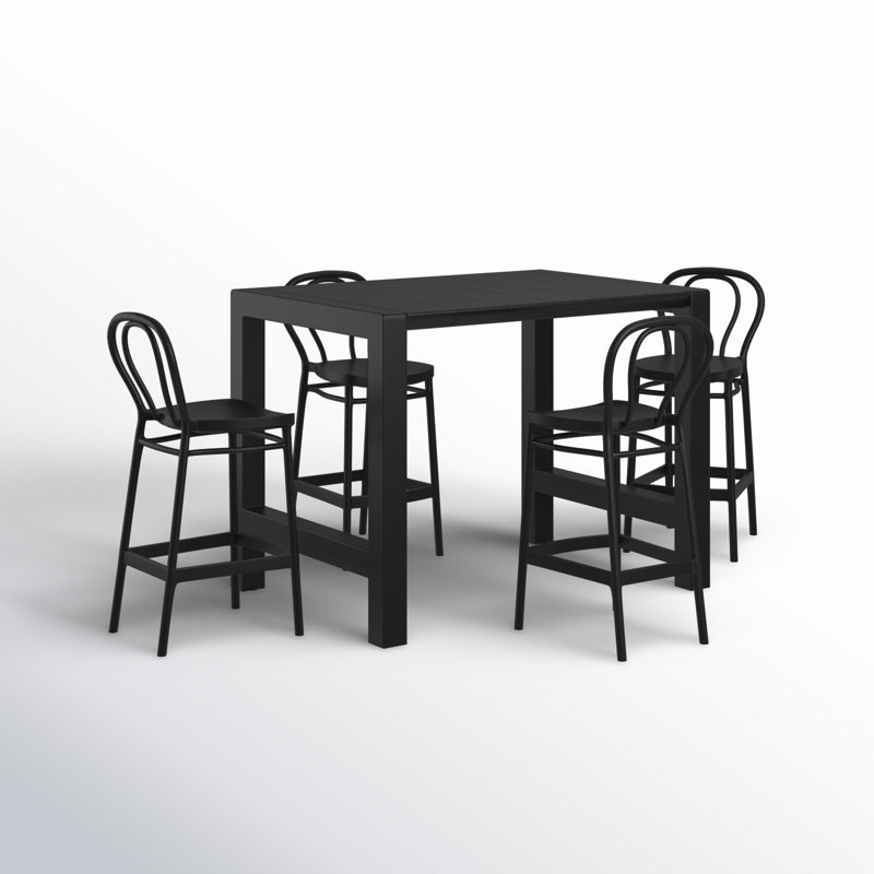 Manon 4 - Person 39'' Long Bar Height Dining Set, Black
