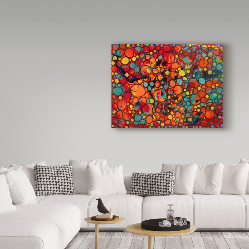 «Jurica Dimension Turquoise Red», reproduction sur toile tendue, H 35 po x l 47 po x P 2 po