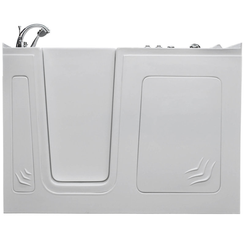 Aspen 60'' x 32'' Whirlpool Acrylic Bathtub with Faucet, White, Left
