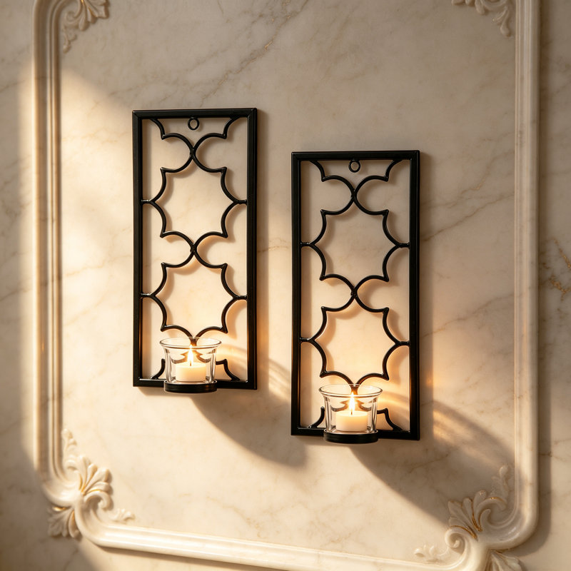 Ensemble de deux appliques murales à bougie DEL en fer de 11 po de hauteur Hosley's, noir. Fabriqué à la main par des artisans. Cadeau idéal pour un mariage, une occasion spéciale, un spa, une aromathérapie et une méditation. O3