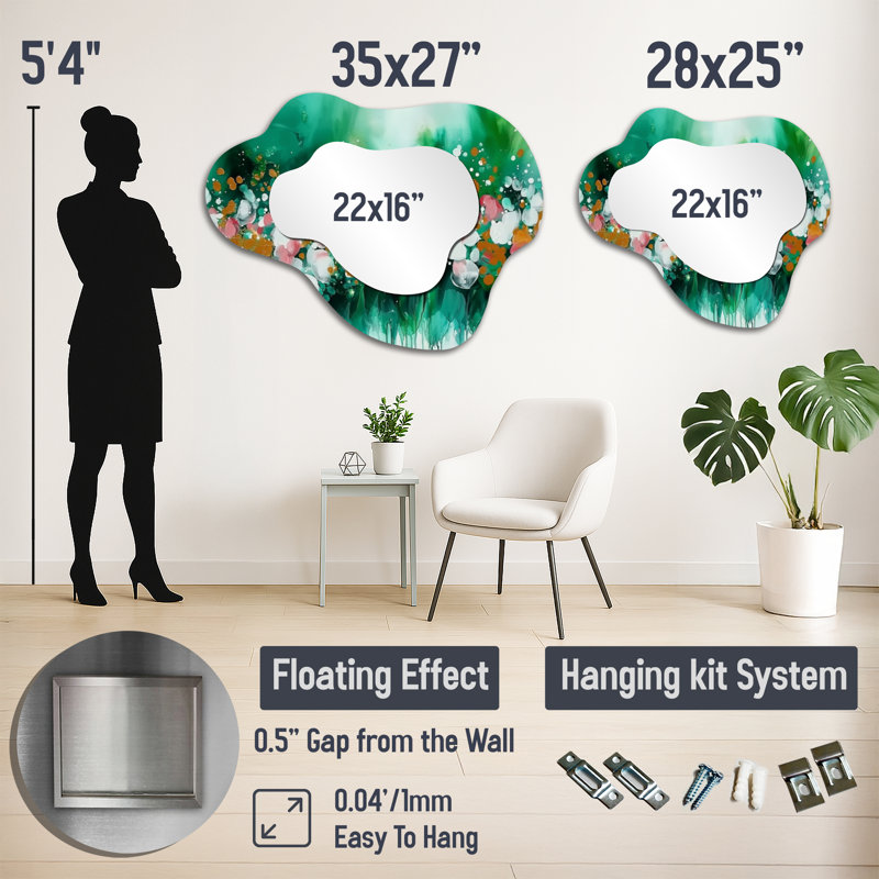 Miroir mural Mute Floral, 25 po x 28 po