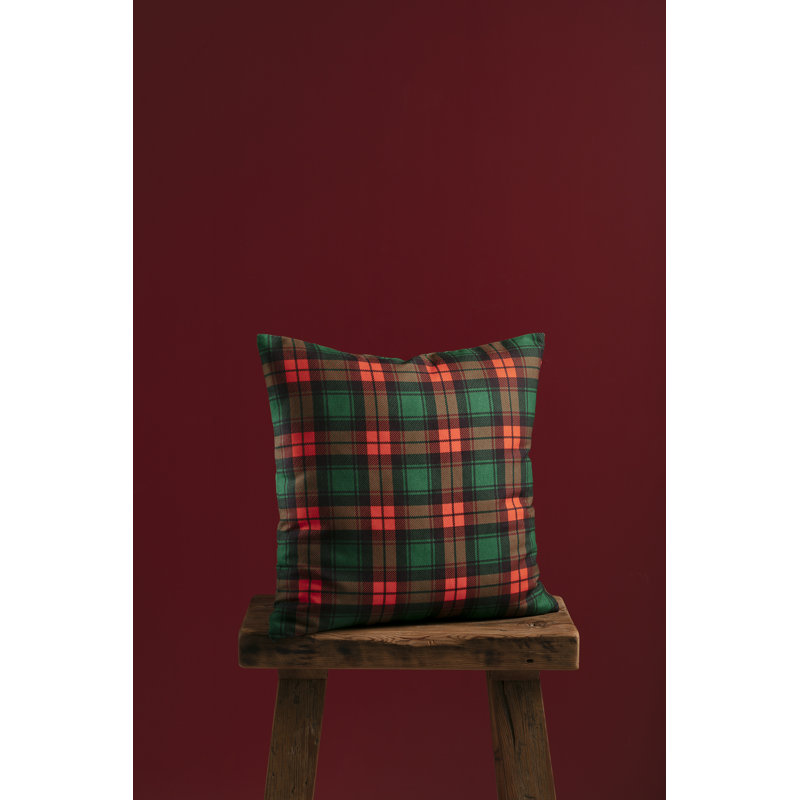 Christmas Plaid White Square Throw Cushion With Filling