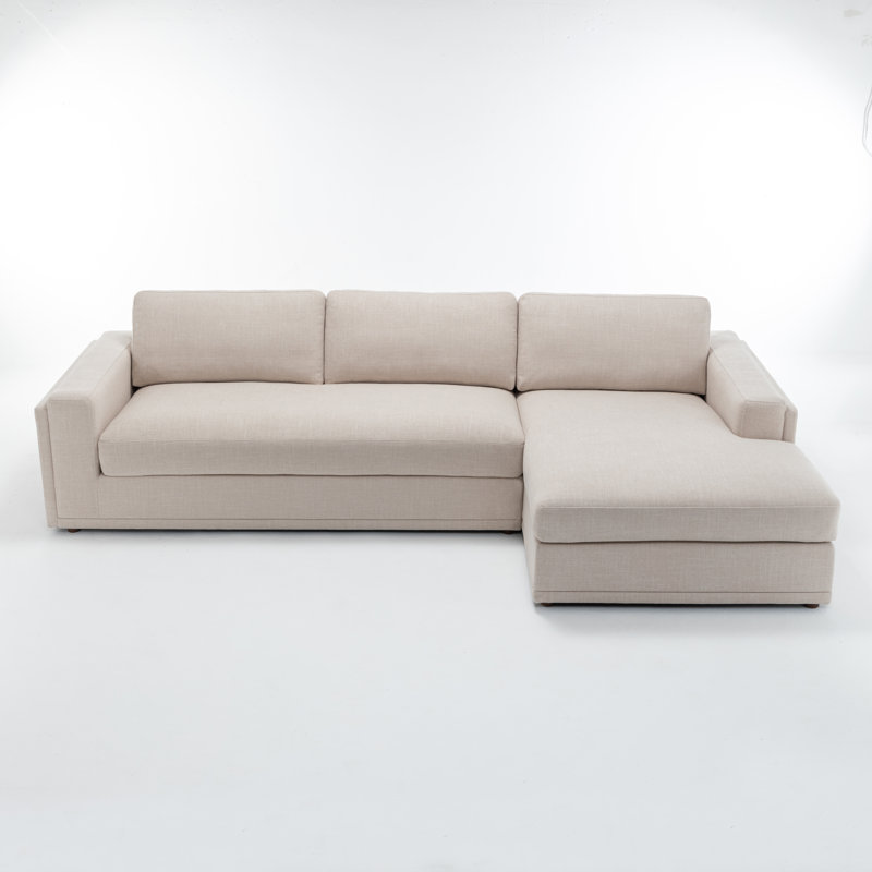 Essex 2-Piece 118" Upholstered Sectional, Mélange de coton beige, Orienté à droite