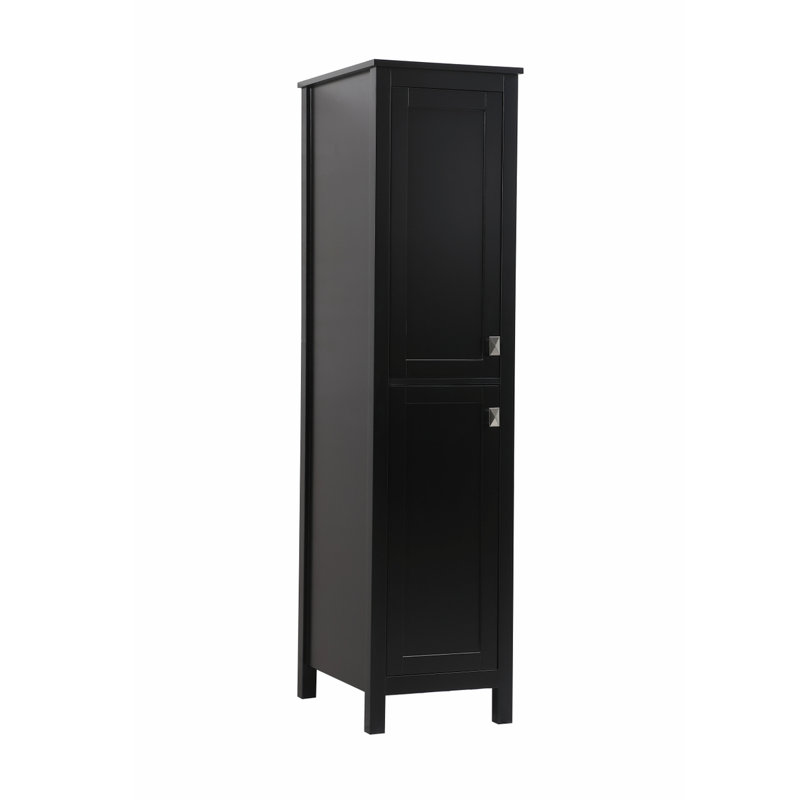 Destinymarie Linen Cabinet, Black/Brushed Nickel, 65"H x 16"W x 22"D