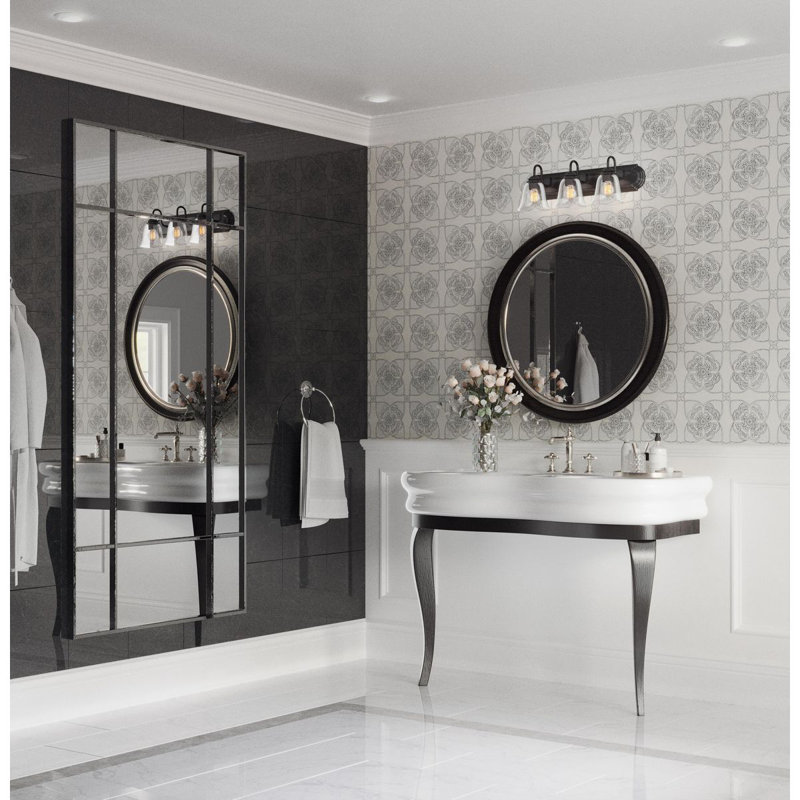 Éclairage pour meuble-lavabo transitionnel 3 lumières, Noir