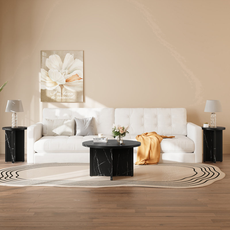 Ensemble de tables basses 3 pièces Emanuel, Black