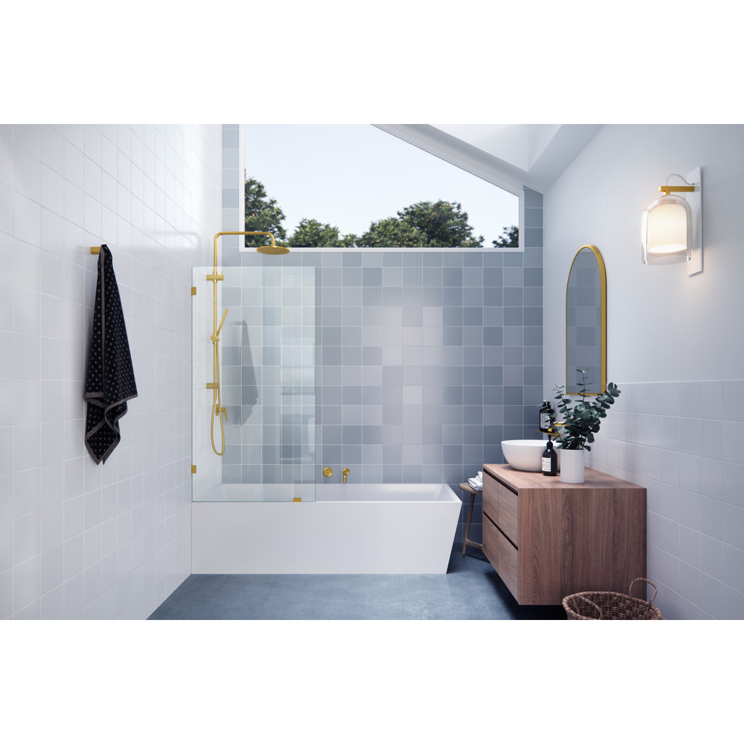 Vela 30 in. x 58.25 in. Frameless Single Fixed Bath Panel Glass Warehouse 