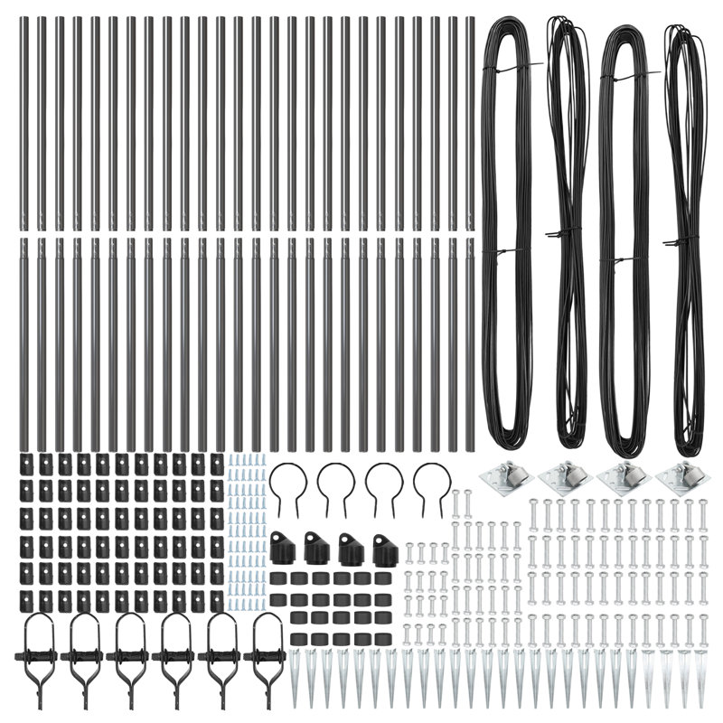 Vidaxl Fence Posts With Spike 26 Pcs Diameter32 Mm Galvanised Steel, 170cm H x 3.2cm W, Grey