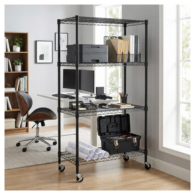 4-Tier Heavy Duty Wire Shelving Unit - Adjustable Rust-Resistant Metal Storage Racks for Kitchen, Garage, Bathroom & Pantry Organization (35.44" D x 17.72" W x 63" H)
