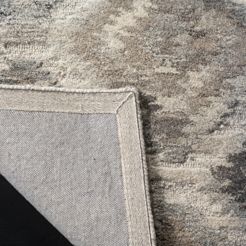 Tapis gris / beige en laine touffeté à la main Roberts, Rectangle de 5 pi x 8 pi