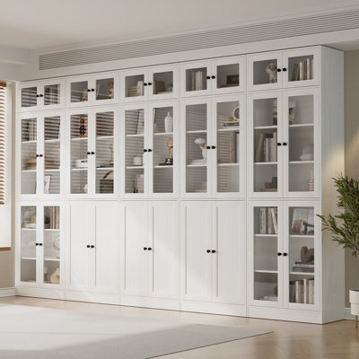86.7'' H X 118'' W Book Cabinet Storage Bookcase Set