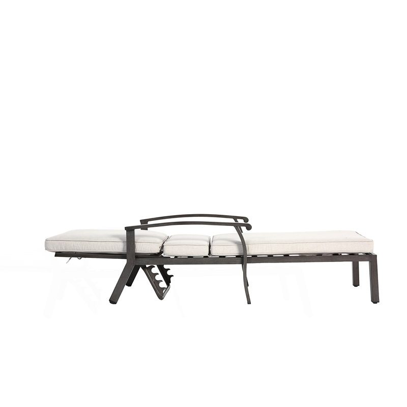 Chaise longue en fonte d'aluminium avec dossier réglable, Beige