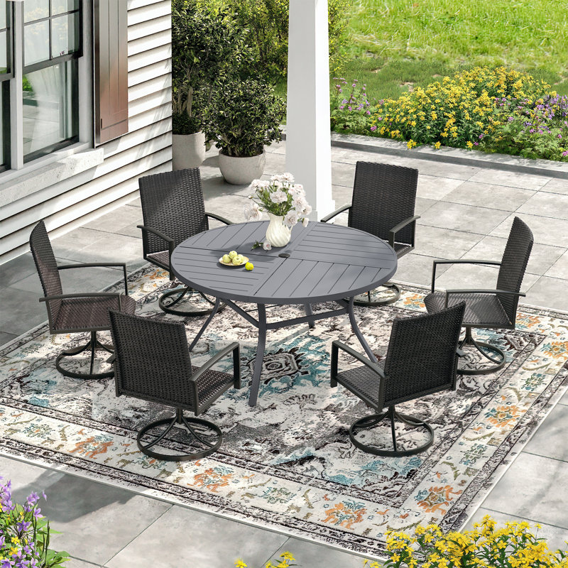 Table de salle à manger d'extérieur, H 28,3 po x L 53,1 po x l 53,1 po, Gris / Gris