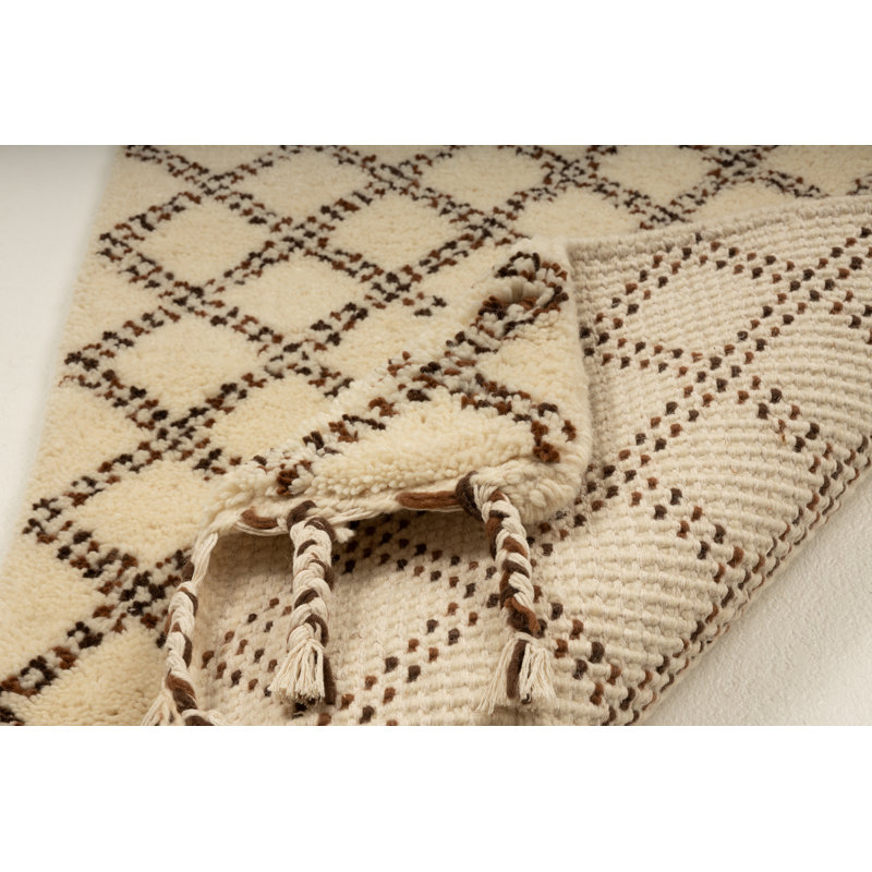 Mick Geometric Wool Hand Woven Area Rug, Runner 70 cm x 240 cm