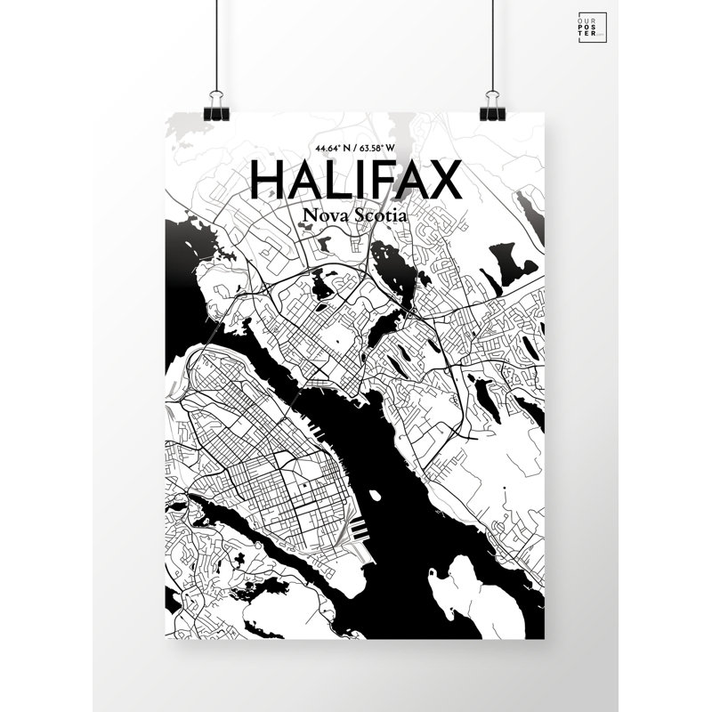 « halifax city map », reproduction d’impression sur affiche en encre, H 27,6 po x l 19,7 po