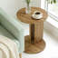 Table de bout ronde en bois massif 19,68 ", table d'appoint en C à 2 niveaux avec tablette de rangement ouverte pour le salon-122040340