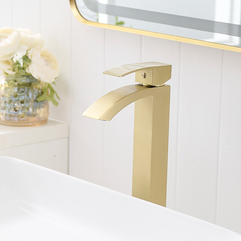 Topcraft Single Handle Single Hole Bathroom Sink Faucet, Vessel sink Faucet, Brushed Gold