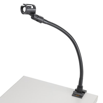 Microphone Arm Stand Long 12'' Sturdy Gooseneck Mic Stand Adjustable Microphone Arm Stand With Clamp - Mic Holder Flexible Mike Stand Podium Compact Mic Arm For Desk Traveling (Black) By Auray