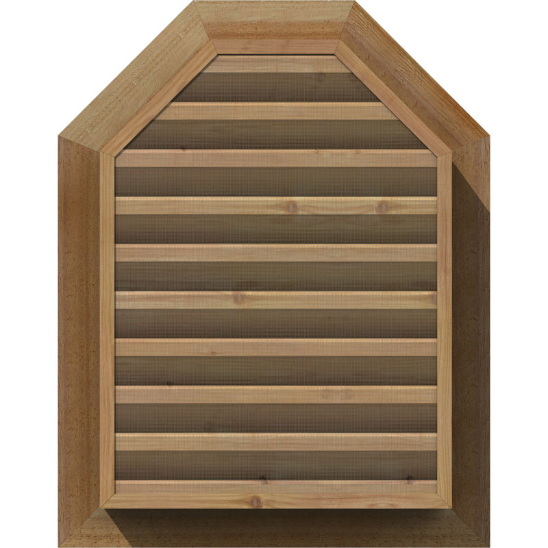 Évent de pignon octogonal mural en bois, H 35 po x l 29 po (OB : H 30 po x l 24 po)