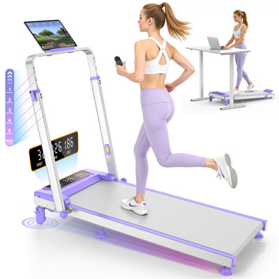 6MPH Walking Pad Treadmill, 12% Incline/350lbs Capacity, 3.5HP Folding Under Desk Treadmill  for Home, APP & Remote Control