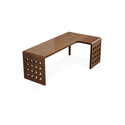 Bureaux rectangulaires en bois massif en forme de L