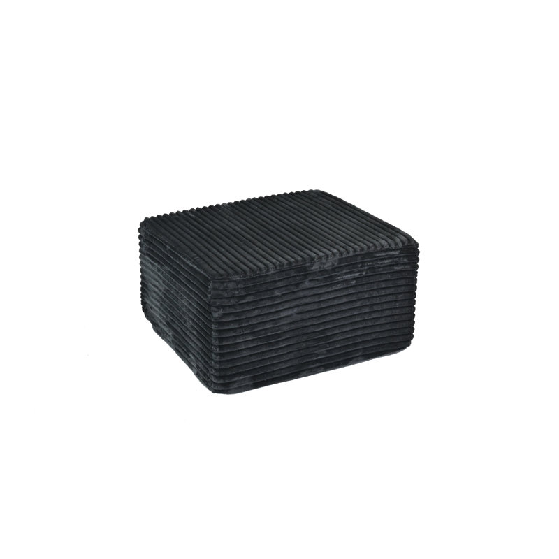 27.6" Corduroy Compression Ottoman, Black