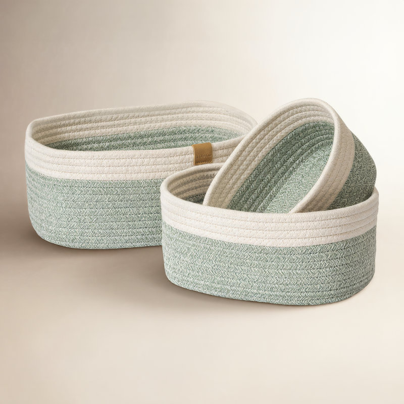 Ensemble de panier pour lit de bébé, Vert/blanc